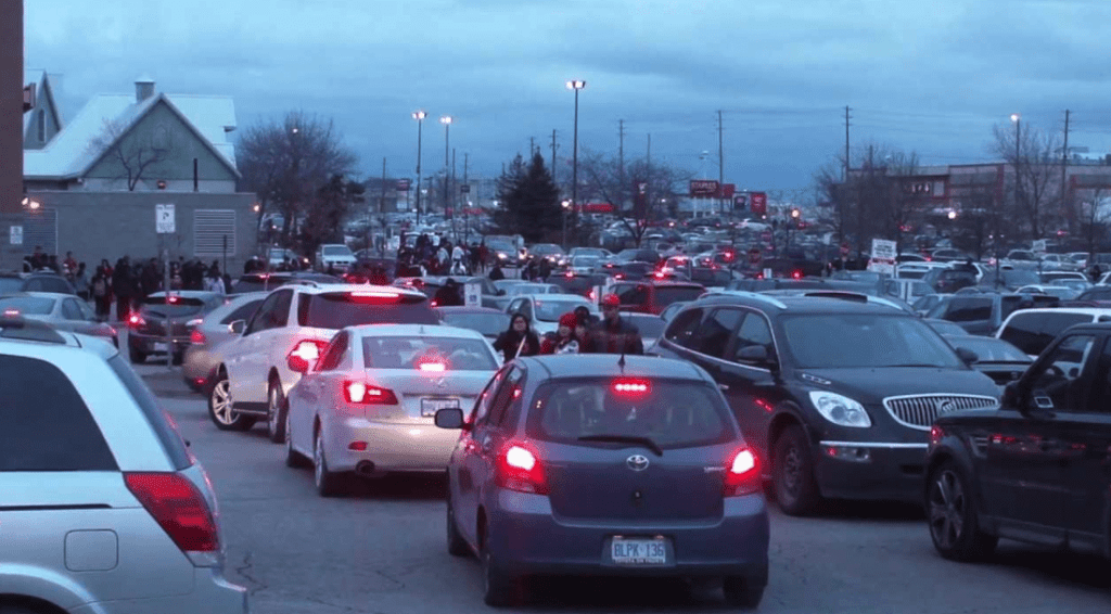 Toronto Mall Parking Lot During the Holidays
