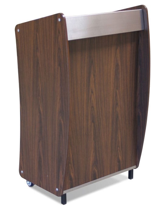 The Presidential Podium's mahogany finish and stainless steel accents offer a classic, timeless appeal