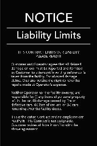 Liability Limit Sign