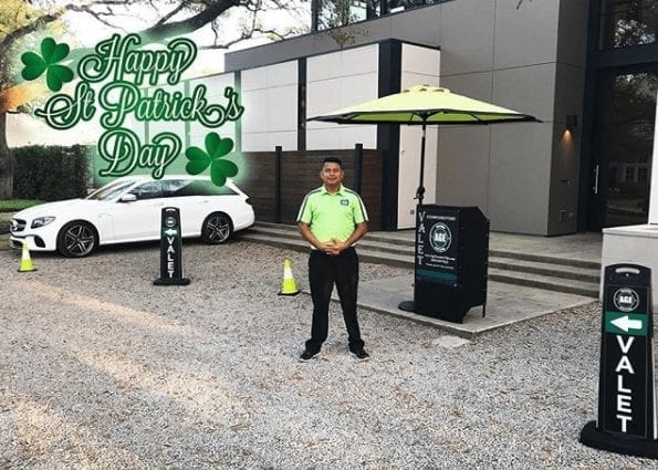 Age Executive Valet with Portable Valet Podium on St. Patricks Day