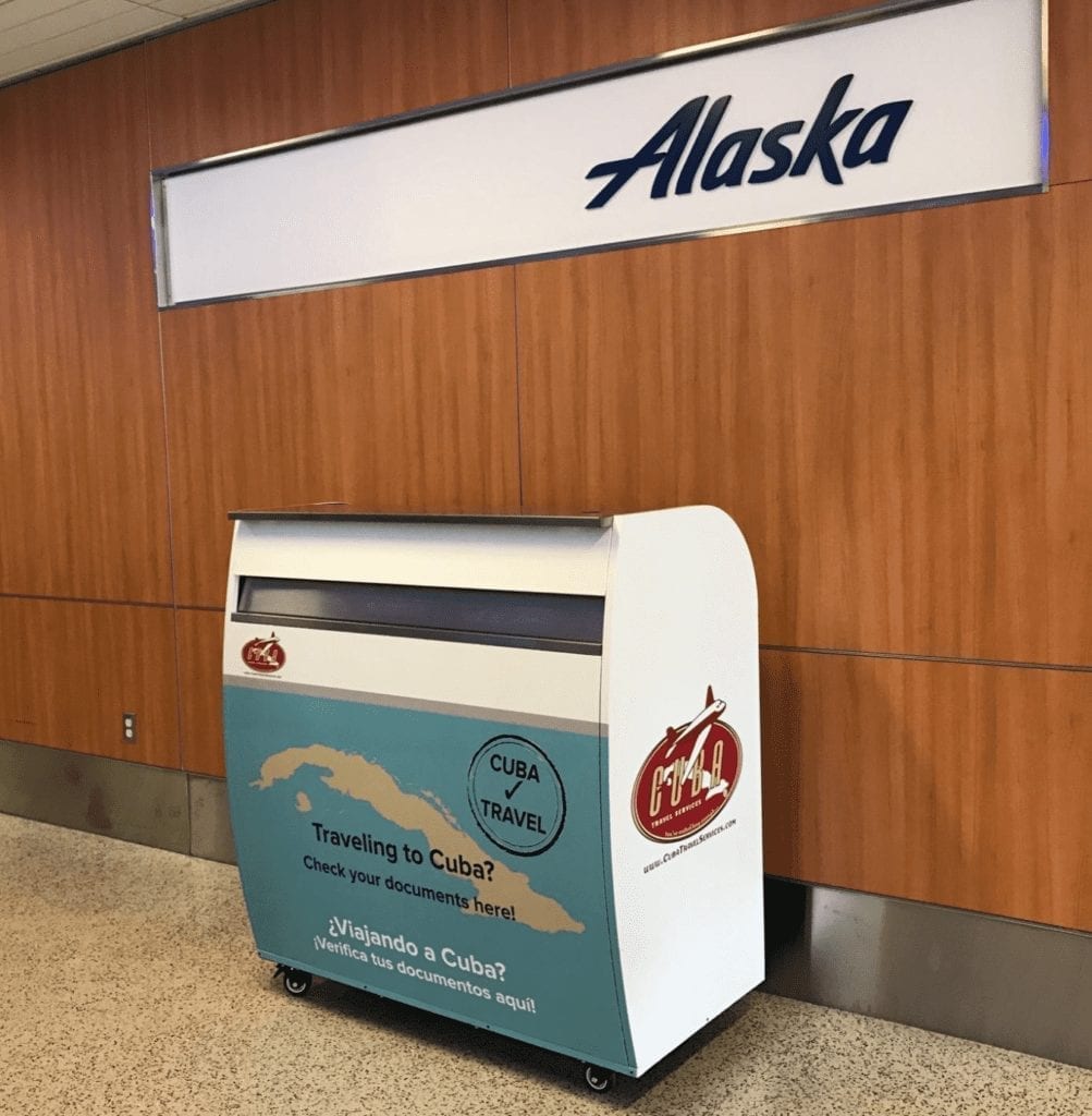 Cuba Travel Services Professional Kiosk at Alaskan Airlines