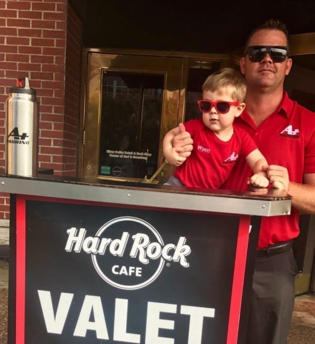 Deluxe Valet Podium with Wyatt from the A Parking Memphis Team at Hard Rock Cafe