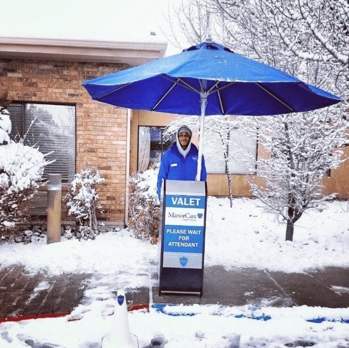 Nevada Premier Valet with a Compact Valet Podium in the snow
