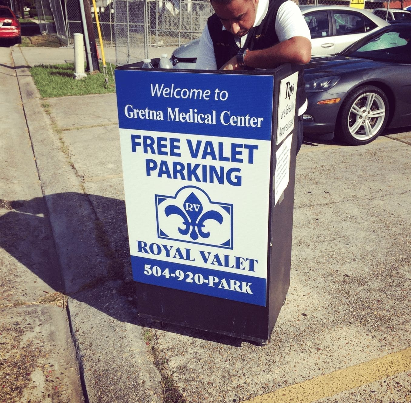 Royal Valet Standard Valet Podium in front of Medical Center