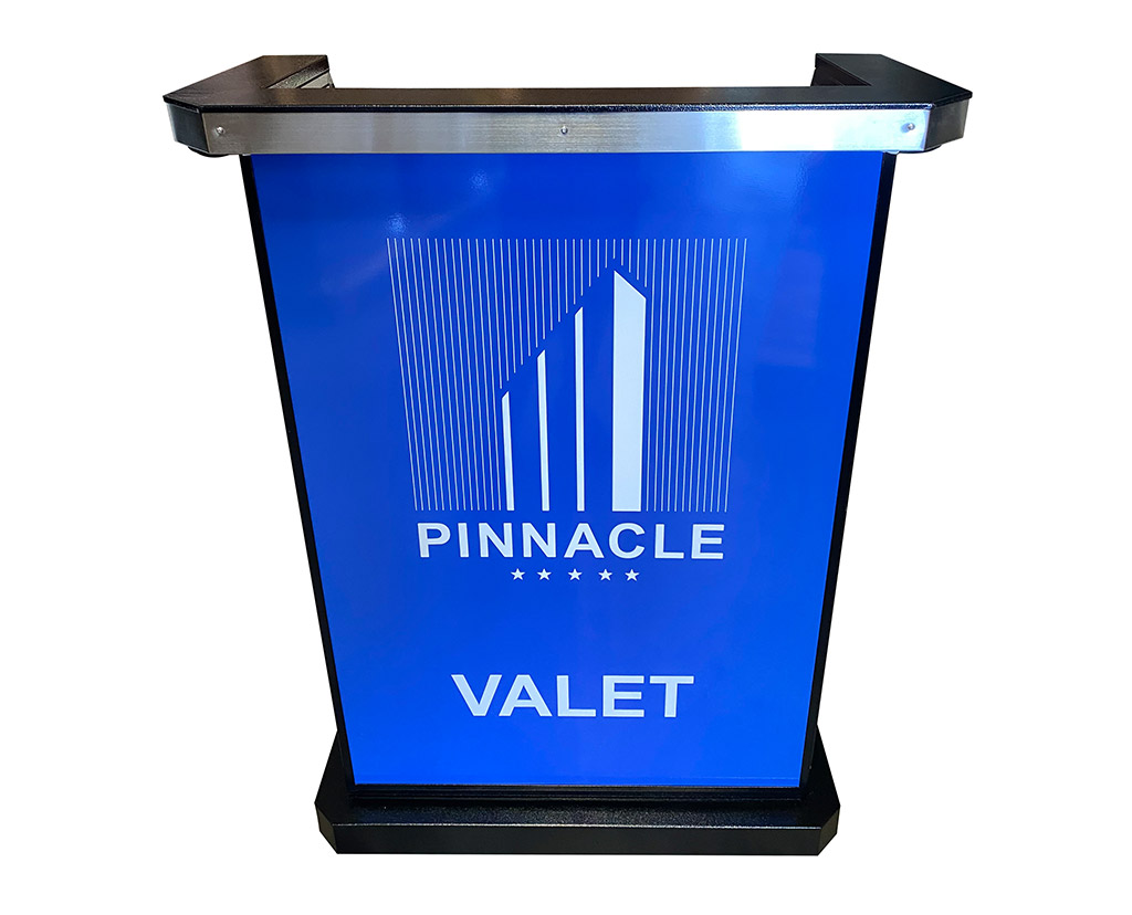 Custom Deluxe Valet Podium with Decal Print on Acrylic Panels